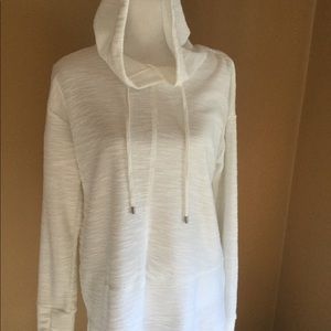 Jones Brand hooded pullover, long sleeve, white